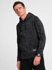 Bluza męska nierozpinana kangurka z kapturem - grafitowy melanż V2 - Rozmiar: L. Szare bluzy z kapturem męskie Ombre Clothing, l, bez wzorów, z kapturem. W wyprzedaży za 59.99 zł.
