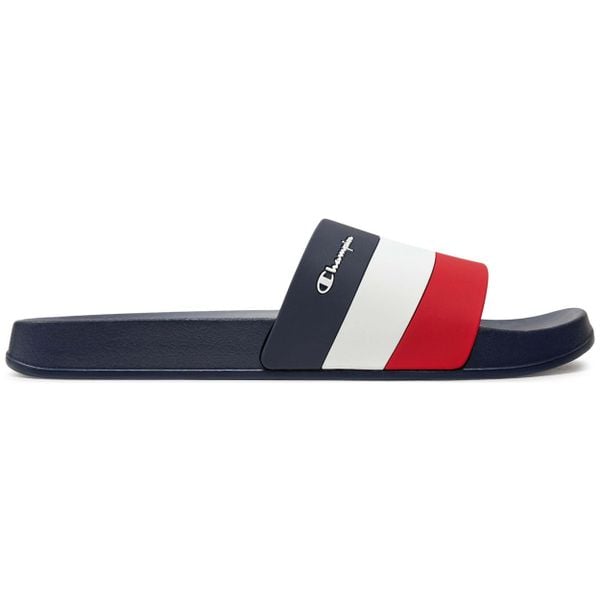 Klapki męskie Champion Slide All American. Białe klapki i japonki męskie CHAMPION, bez wzorów, z materiału. W wyprzedaży za 89.00 zł.