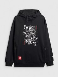 4F Bluza dresowa nierozpinana z kapturem męska - czarna L. Czarne bluzy z kapturem męskie 4f, l, bez wzorów, z dresówki, z kapturem. Za 249.99 zł.