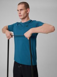 4F Koszulka treningowa regular szybkoschnąca męska - granatowa L. Niebieskie t-shirty męskie 4f, l, bez wzorów, ze skóry, sportowe, bez ramiączek. Za 79.99 zł.