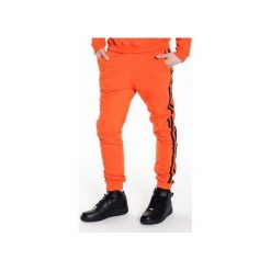 Spodnie dresowe z lampasami z eko-skóry |POMARAŃCZOWE| SS2015. Spodnie dresowe męskie marki Male-me. Za 220.00 zł.