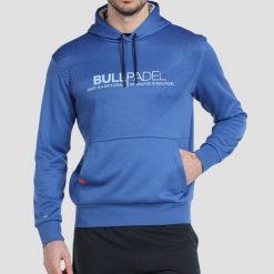 Bluza do padla z kapturem męska Bullpadel Grelo. Niebieskie bluzy nierozpinane męskie bullpadel, m, bez wzorów, z dzianiny, sportowe, bez ramiączek, z kapturem. Za 239.99 zł.