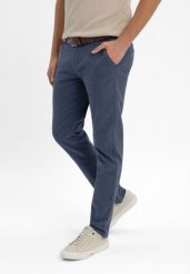 Chinosy ze strukturą R-MARO. Niebieskie spodnie na co dzień męskie Volcano, bez wzorów, z bawełny, biznesowe. Za 179.99 zł.
