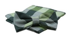 Mucha Męska z Poszetką, Zielona w Dużą Kratkę - Alties. Zielone krawaty i muchy męskie Alties, bez wzorów, eleganckie. Za 54.00 zł.