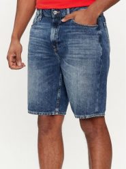 Guess Szorty jeansowe M4GD27 D5AY1 Granatowy Regular Fit. Niebieskie szorty męskie Guess, z aplikacjami, z bawełny. Za 599.99 zł.