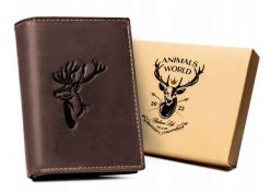 Portfel skórzany Always Wild N4-CHM-DEER brązowy. Brązowe portfele męskie Always Wild, bez wzorów, z nubiku. Za 50.00 zł.