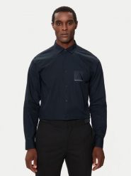 Armani Exchange Koszula 6DZC20 ZNXLZ Granatowy Regular Fit. Niebieskie koszule męskie Armani Exchange, m, bez wzorów, z bawełny, bez kołnierzyka, bez ramiączek. Za 239.99 zł.