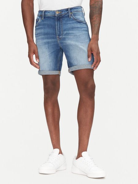 Lee Szorty jeansowe Rider 112363925 Niebieski Slim Fit. Niebieskie szorty męskie Lee, bez wzorów, z bawełny. Za 169.99 zł.