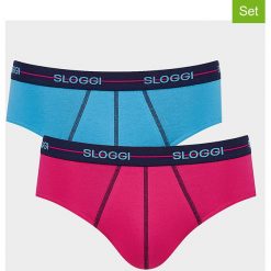 Slipy (2 pary) "Start Midi" w kolorze niebieskim i czerwonym. Czerwone slipki męskie Triumph, Sloggi, m, bez wzorów. W wyprzedaży za 39.95 zł.