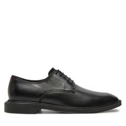 Półbuty HUGO. Czarne eleganckie półbuty męskie Hugo, wizytowe, bez obcasa, bez zapięcia. Za 569.99 zł.