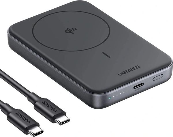 UGREEN PB761 Powerbank magnetyczny 10000mAh Qi2 30W Magsafe + kabel USB-C czarny. Czarne powerbanki UGREEN. Za 167.59 zł.