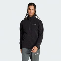 Kurtka Multi Essentials 1/2 Zip Fleece. Czarne kurtki męskie ADIDAS, s, bez wzorów, z materiału, bez ramiączek, bez kaptura. Za 179.00 zł.