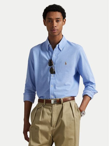 Polo Ralph Lauren Koszula 710979488001 Błękitny Regular Fit. Niebieskie koszule męskie Polo Ralph Lauren, m, bez wzorów, z bawełny, bez kołnierzyka, bez ramiączek. Za 429.99 zł.