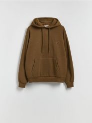 Bluza z aplikacją na plecach - ciemnozielony. Zielone bluzy nierozpinane męskie Reserved, l, z aplikacjami, z bawełny, bez ramiączek, bez kaptura. Za 149.99 zł.
