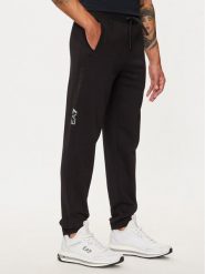 EA7 Emporio Armani Spodnie dresowe 6DPP58 PJVTZ 1200 Czarny Regular Fit. Czarne spodnie dresowe męskie EA7 Emporio Armani, bez wzorów, z bawełny. Za 409.99 zł.
