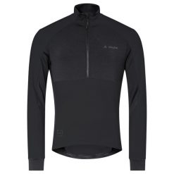 Dżersej z długim rękawem VAUDE Kuro. Czarne koszulki męskie z długim rękawem Vaude, bez wzorów, z dżerseju, sportowe, bez kołnierzyka, bez ramiączek. W wyprzedaży za 356.40 zł.