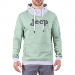 Bluza w kolorze jasnozielono-jasnoszarym. Szare bluzy nierozpinane męskie Jeep, z nadrukiem. W wyprzedaży za 114.95 zł.