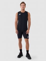 4F Legginsy krótkie treningowe męskie - czarne XL. Czarne legginsy męskie 4f, m, bez wzorów, z dzianiny, krótkie, do biegania. Za 109.99 zł.