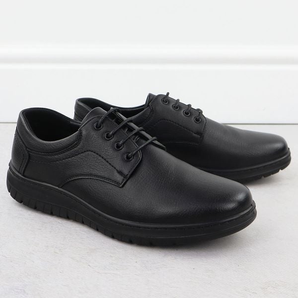 Półbuty męskie eleganckie czarne Unisoft 7156. Czarne eleganckie półbuty męskie marka niezdefiniowana, ze skóry ekologicznej, eleganckie, bez obcasa, bez zapięcia. Za 113.99 zł.