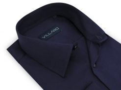 Granatowa gładka koszula męska 011G. Koszule męskie Mmer / Villaro - Koszule męskie, m, bez wzorów, z bawełny, bez kołnierzyka, bez ramiączek. W wyprzedaży za 189.00 zł.