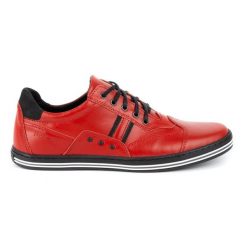 Polbut Buty męskie skórzane casual 1801 czerwone. Czerwone buty sportowe na co dzień męskie na jesień, m, bez wzorów, z jeansu, casualowe, bez ramiączek, bez kaptura. Za 319.69 zł.