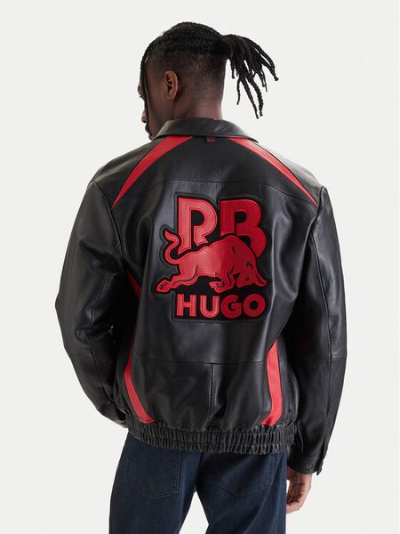 HUGO Kurtka skórzana Lugor 50559737 Czarny Regular Fit. Czarne kurtki męskie Hugo, l, bez wzorów, ze skóry, bez ramiączek, bez kaptura. Za 2,599.00 zł.