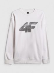 4F Bluza dresowa nierozpinana bez kaptura męska - biała M. Białe bluzy nierozpinane męskie 4f, m, bez wzorów, z dresówki, klasyczne, bez ramiączek, bez kaptura. Za 159.99 zł.