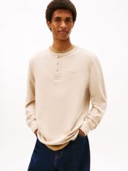 Tommy Jeans Męska koszula z długim rękawem Mężczyźni Bawełna beżowy wypukły wzór tkaniny, M. Brązowe koszule męskie Tommy Jeans, m, bez wzorów, z bawełny, bez kołnierzyka, bez ramiączek. Za 289.95 zł.