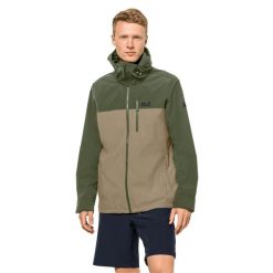 Kurtka wodoodporna Jack Wolfskin Desert Wind. Zielone kurtki męskie Jack Wolfskin, m, bez wzorów, z syntetyku, bez ramiączek, bez kaptura. Za 535.00 zł.
