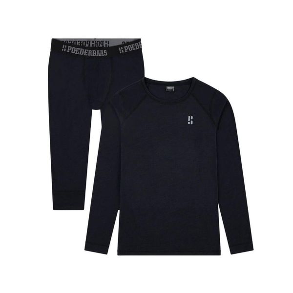 Koszulka z wełny merynosów termoutwardzalna – mężczyźni – koszula + legginsy 3/4. Czarne bielizna termoaktywna męska POEDERBAAS, m, bez wzorów, z wełny, bez ramiączek, trekkingowe. W wyprzedaży za 438.12 zł.