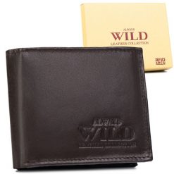 Portfel skórzany Always Wild N0035-P-SCR brązowy. Brązowe portfele męskie Always Wild, bez wzorów, ze skóry. Za 37.99 zł.