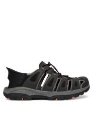 Skechers Sandały Tresmen 205187/BLK Czarny. Czarne sandały męskie Skechers, ze skóry, bez zapięcia. Za 349.99 zł.