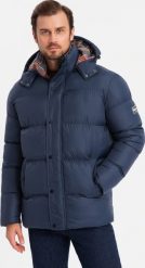 Kurtka męska Ombre Kurtka męska puffer z podszewką w kratę granatowa V1 OM-JAHP-0205 M. Kurtki męskie Ombre, m, bez wzorów, bez ramiączek, bez kaptura. Za 399.99 zł.