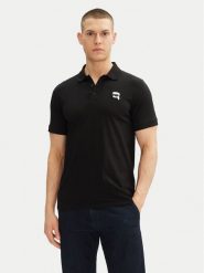 KARL LAGERFELD Polo 745710 500224 Czarny Regular Fit. Czarne koszulki polo męskie KARL LAGERFELD, m, bez wzorów, z bawełny, bez kołnierzyka, bez ramiączek. Za 289.99 zł.
