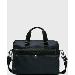 Tommy Hilfiger - Torba. Niebieskie torby na laptopa męskie Tommy Hilfiger, bez wzorów, z materiału, małe. W wyprzedaży za 399.90 zł.