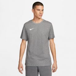 T-shirt sportowy z krótkim rękawem męski Nike Dri-Fit Park 20 Tee. Szare t-shirty sportowe męskie Nike, l, bez wzorów, z bawełny, sportowe, bez ramiączek. Za 99.99 zł.