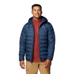 Kurtka puchowa męska Columbia Delta Ridge II Down Hooded z kapturem. Niebieskie kurtki męskie Columbia, m, bez wzorów, z puchu, sportowe, bez ramiączek, z kapturem. Za 760.15 zł.