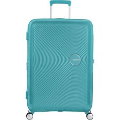 Walizka turystyczna Soundbox Spinner 77 TSA EXP 97L. Niebieskie walizki męskie American Tourister, bez wzorów. W wyprzedaży za 778.80 zł.