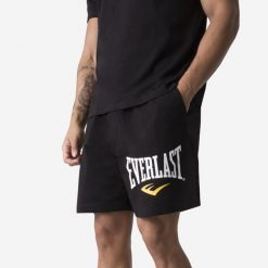 Spodenki fitness męskie Everlast. Czarne szorty sportowe męskie EVERLAST, bez wzorów, z materiału, sportowe. Za 89.99 zł.