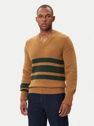 Lacoste Sweter AH5180 Brązowy Regular Fit. Brązowe kardigany męskie Lacoste, m, bez wzorów, z wełny, bez ramiączek. Za 739.99 zł.