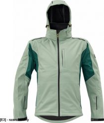 CERVA DAYBORO softshell - męska kurtka softshellowa, odpinany kaptur, odblaskowe elementy, 100% poliester - szarozielony L. Szare kurtki męskie CERVA, l, bez wzorów, z poliesteru, bez ramiączek, bez kaptura. Za 232.39 zł.