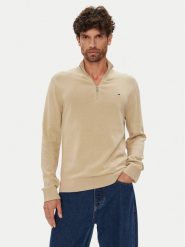 Tommy Jeans Sweter DM0DM21654 Beżowy Slim Fit. Brązowe kardigany męskie Tommy Jeans, m, bez wzorów, z bawełny, bez ramiączek. Za 369.99 zł.