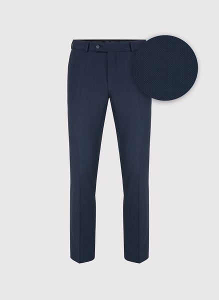 PAKO LORENTE – Granatowe wełniane spodnie garniturowe. Eleganckie spodnie męskie Pako Lorente, bez wzorów, z wełny. Za 549.99 zł.