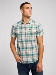 LEE MĘSKA KOSZULA LEE SS WESTERN SHIRT EVERGREEN 112349937. Koszule męskie Lee, m, bez wzorów, bez kołnierzyka, bez ramiączek. Za 139.99 zł.