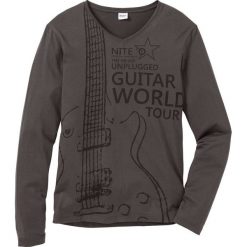 Shirt z długim rękawem i nadrukiem Slim Fit bonprix antracytowy z nadrukiem. Koszulki męskie z długim rękawem marki bonprix. Za 44.99 zł.