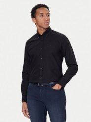 BOSS Koszula H-Roan 50544917 Czarny Slim Fit. Czarne koszule męskie Boss, l, bez wzorów, z bawełny, bez kołnierzyka, bez ramiączek. Za 439.99 zł.