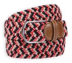 Czerwono-Granatowo-Beżowy Elastyczny Męski Pasek do Spodni, Casual -ALTIES- Parciany, Pleciony. Brązowe paski męskie Alties, bez wzorów, z elastanu, casualowe. Za 59.00 zł.