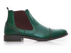 Zielono-brązowe męskie buty zimowe - sztyblety BZ15. Brązowe sztyblety męskie Modini Moda Męska, z materiału, bez obcasa, bez zapięcia. W wyprzedaży za 396.00 zł.