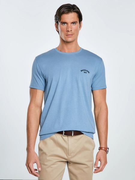 Koszulka męska bawełniana niebieska Vincer 401. Niebieskie t-shirty męskie Big Star, l, bez wzorów, z bawełny, bez kołnierzyka, bez ramiączek. Za 99.99 zł.