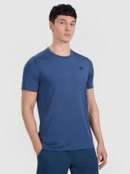 4F Koszulka treningowa szybkoschnąca męska - granatowa 3XL. Niebieskie t-shirty sportowe męskie 4f, m, bez wzorów, z elastanu, klasyczne, bez ramiączek. Za 79.99 zł.
